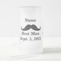 Best Man Mustache and Top Hat Frosted Glass Mug