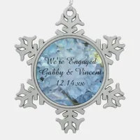 Blue Hydrangea Flowers Engagement Snowflake Pewter Christmas Ornament
