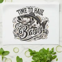 Funny Time to Haul Bass Fishing Kitchen Towel