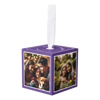 4 Photos Personalized Christmas Keepsake Purple Cube Ornament