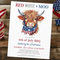 Cute Patriotic Highland Cow 4th Of July Party  Postcard