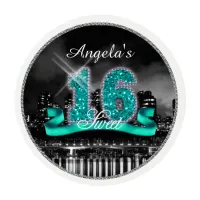 City Lights Sweet Sixteen Teal ID120 Edible Frosting Rounds