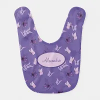 Pretty Pink and Purple Butterflies Baby Bib