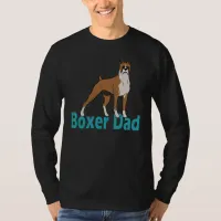 Boxer Dad Green Teal Text Dog Drawing T-Shirt