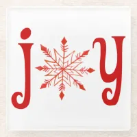 Red Snowflake Joy Coasters (Glass)