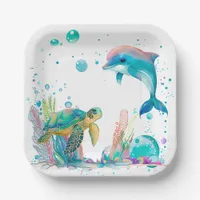 Cute underwater white paper plates