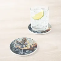 Owl and Wolf Mosaic Ai Art  Coaster