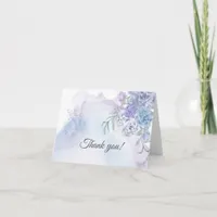 Rustic Dusty Blue Floral Watercolor Thank You Card