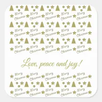 Christmas spirit - golden stars, Christmas trees   Square Sticker