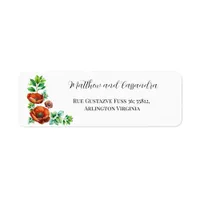 Sublime Watercolor Red Poppies in Vintage Style Label