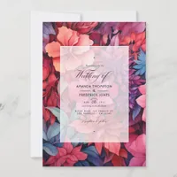 Coral and Berry Floral Spring Wedding Invitation