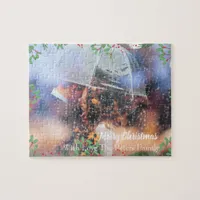 Merry Christmas, Your Photo and Family Name Jigsaw Puzzle