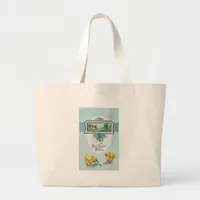 Blue Easter Chicks 1913 postmark Large Tote Bag