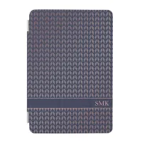 Navy Blue Pink Rose Gold Foil Boho Tribal Pattern iPad Mini Cover