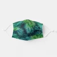 Tropical Green And Blue Botanical Palm Leaves Adult Cloth Face Mask