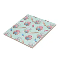 Back to School Elephant Pattern Ceramic Tile