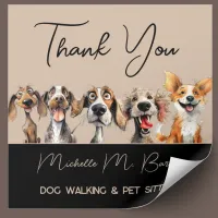 Puppy Dog Walker Groomer Thank You Modern Square Sticker