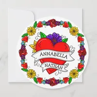 Romantic Couple's Gift | Tattoo Style Art    Holiday Card