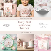 Fairy Girl Rainbow Magic Teapot Birthday Invitation And Party Supplies