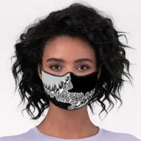 Black and White Fractal Lacel Pattern Premium Face Mask