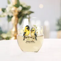 Brilliant American Goldfinch Stemless Wine Glass