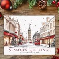 Watercolor Sketch Big Ben London Travel Christmas Holiday Postcard