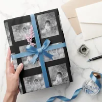 Personalized Child's 2 Photo Black and White  Wrapping Paper