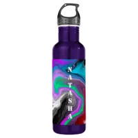 Personalized Colorful Marble Art Explosion   Stainless Steel Water Bottle
