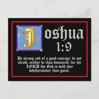 Joshua 1 9 Gold Illuminated Letter Bible Quote Postcard