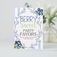 Berry Sweet Party Favor Blueberry  Sign  Invitation