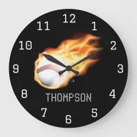 Baseball themed personalized add name large clock