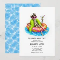 Till Death Do Us Party Skeleton Pool Bachelorette Invitation