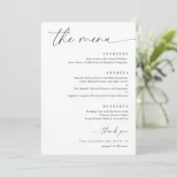 Delicate Calligraphy Modern Romantic Wedding Menu