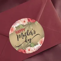 Romantic Elegant Vintage Roses Happy Mother's Day Classic Round Sticker