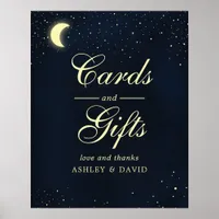 Celestial Moon Stars Midnight Blue Cards & Gifts Poster