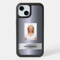 Custom photo silver name iPhone 15 case