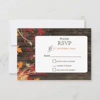 Barn Wood Rustic Fall Leaves Wedding rsvp