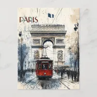 Vintage Paris Featuring the Arc de Triomphe Postcard