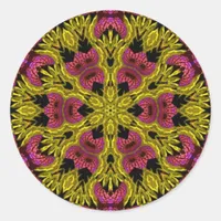 Repsycle Gold Yellow Pink Psychedelic Geometry Classic Round Sticker