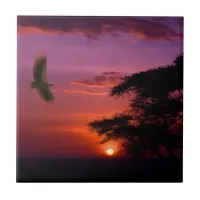 Sunset in Serengeti, Tanzania Ceramic Tile