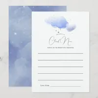 She's on Cloud Nine Bridal Shower Advice Card