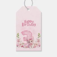 3 Year Old Birthday Party Kitten Theme Gift Tag