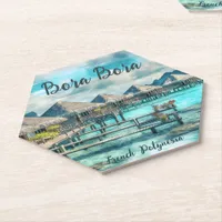 Watercolor French Polynesia Bora Bora Serenity | Paper Coaster