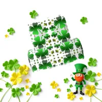 Green Shamrock Pattern White Wrapping Paper