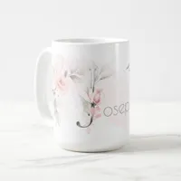 Delicate Blush Pink Rose Monogram Letter J Coffee Mug