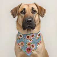 Blue and Pink Daisy Floral Design Pet Bandana Collar