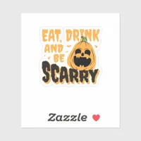 Eat Drink And Be Scary Halloween Pumpkin Vintage G Sticker