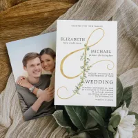 Modern Eucalyptus Ampersand Simple Photo Wedding Invitation