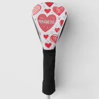 Customizable Red Hearts Golf Head Cover