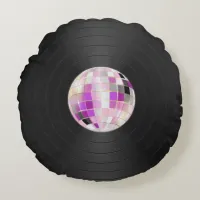 Retro Groove Vinyl Record Round Pillow